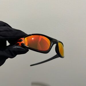 Oakley New Straight Jacket - Jet Black Orange Flames (w/ Fire Iridium Polarized)